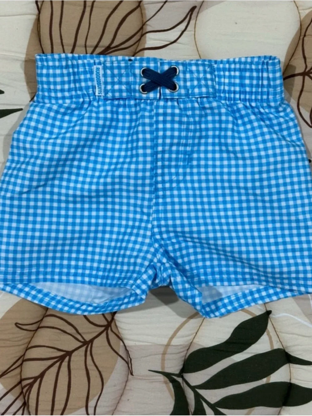 3-6M Blue Gingham Swim Shorts
